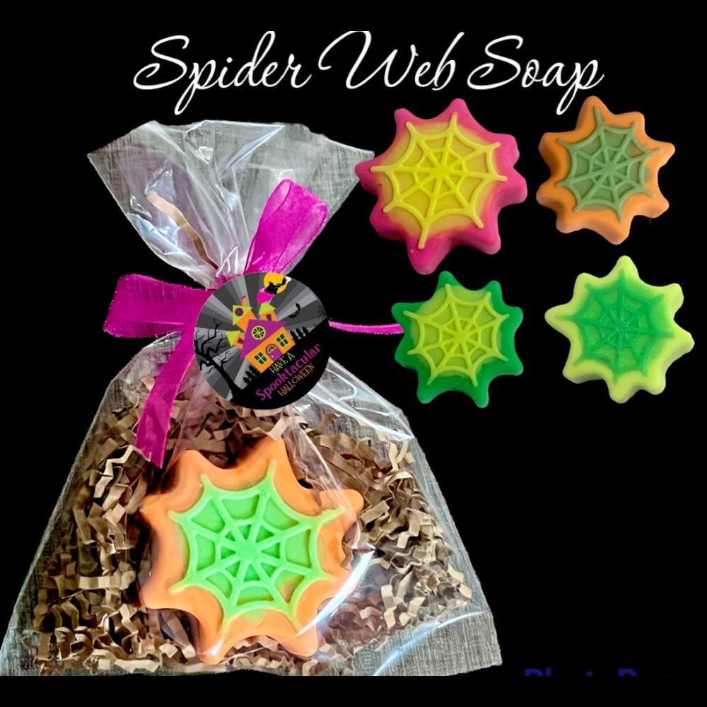 Neon Spider Webb Soap Favor Set 12, Halloween Party Favors, 80’s Neon Gifts,
